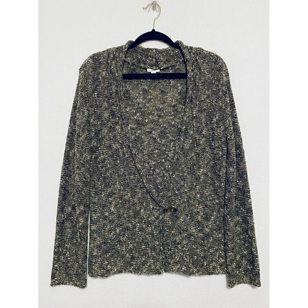 J. Jill Sweater Womens Medium Brown Marled Front Wrap One Button Cardigan Boho